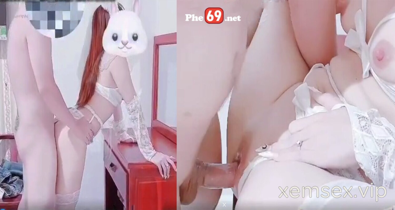Threesome Couple Bé Thỏ mặc đồ ngủ ren cosplay cô dâu (Bản Full)